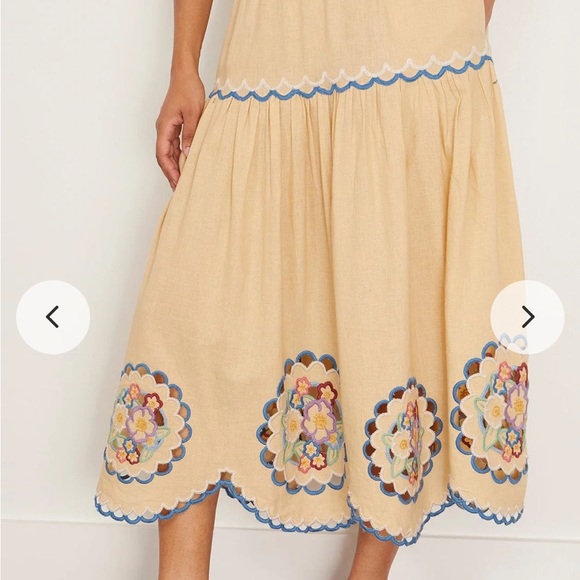 Sea New York Melinda Embroidered linen blend Skirt m medium small - Picture 3 of 6